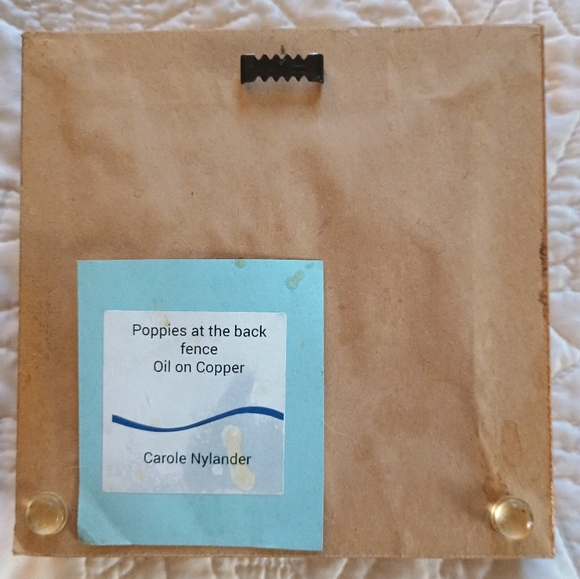 Artisan Oil Painting On Copper, Poppies At the Back Fence, By Carole Nylander - Picture 4 of 4